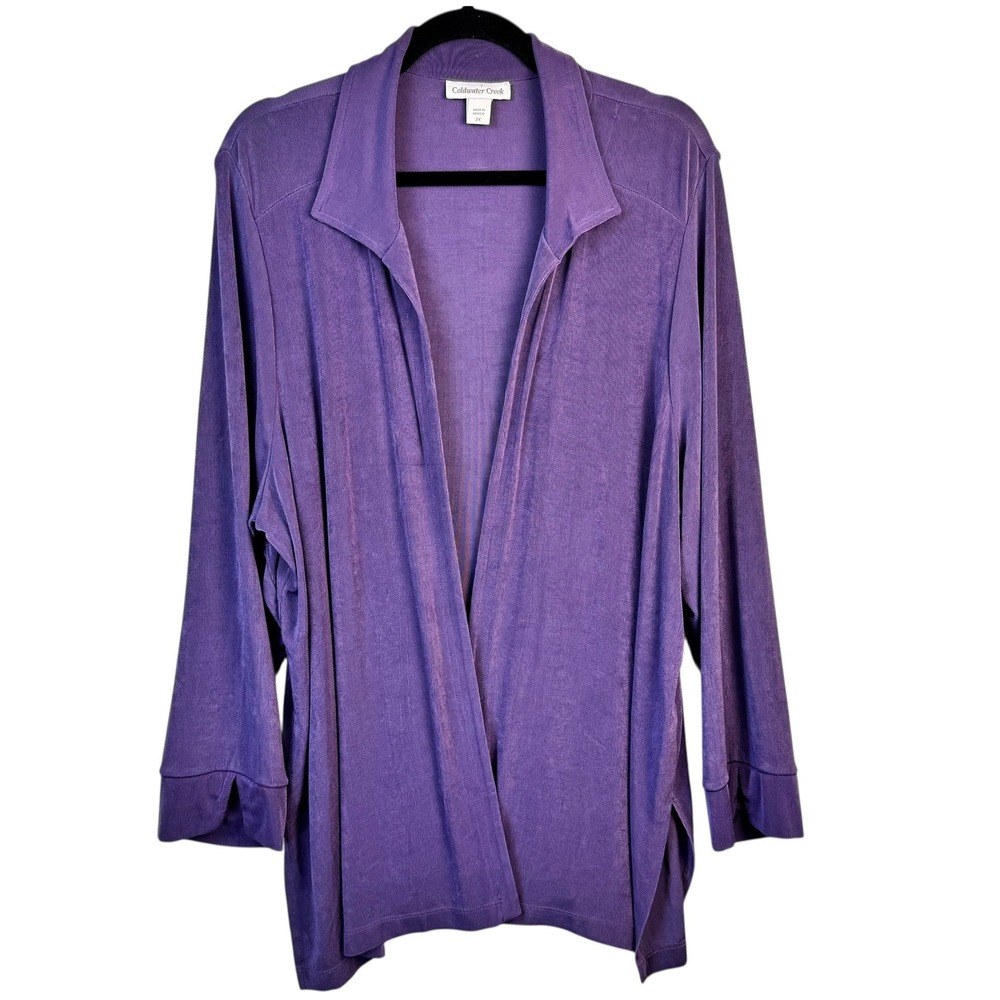 Coldwater Creek Cardigan Sweater Women's 2X‎ Purple Open Front Long Sleeve
